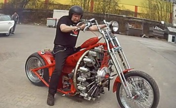 Мотоцикл Red Baron получил авиационный двигатель мотоцикл Red Baron