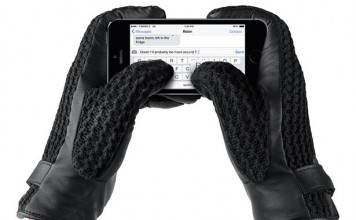 Вязаные перчатки с кожаными вставками для работы с сенсорными устройствами перчатки