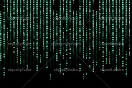 Green digital binary code background - matrix technology future