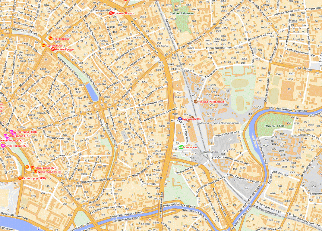 Карта центра Москвы с улицами