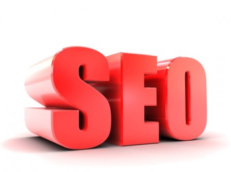 SEO - Search Engine Optimization. Red 3d text. High quality and resolution 3d render.