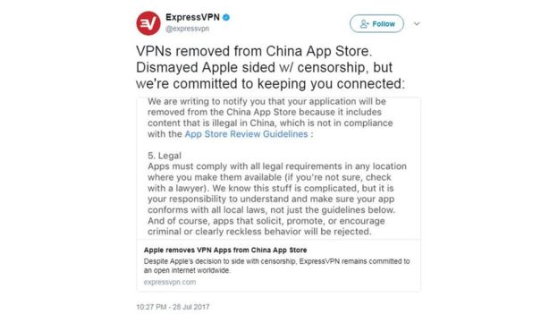 Apple удалила несколько десятков VPN-приложений из китайского App Store