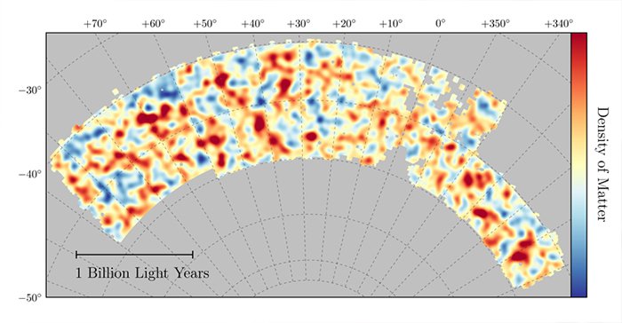 Опубликована карта распространения темной материи во Вселенной