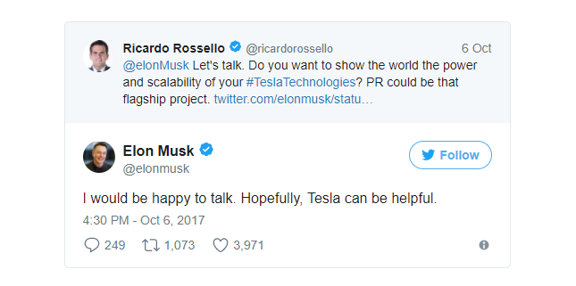Tesla может заняться восстановлением электроснабжения в Пуэрто-Рико