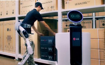 LG разработала особый экзоскелет CLOi для работников склада